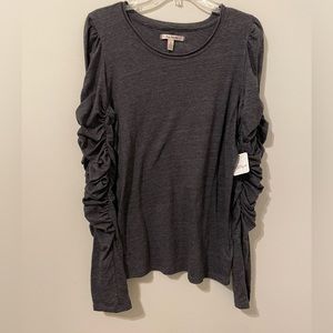 NWT Free People Long Sleeve Scrunch Dark Grey/Black Top Women’s Large